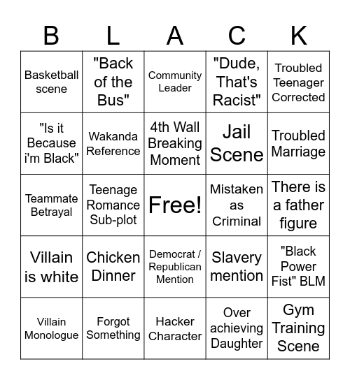 Black Lightning Bingo Card