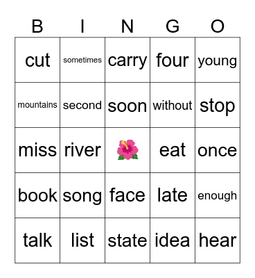 5/7 sight words Bingo Card