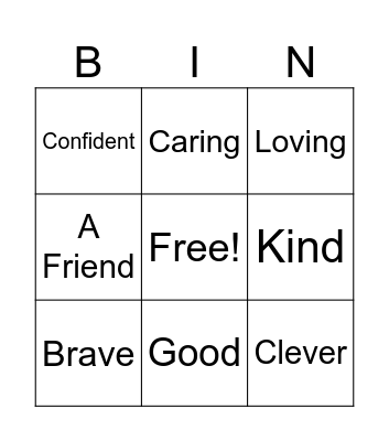 I Am... Bingo Card