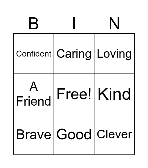I Am... Bingo Card
