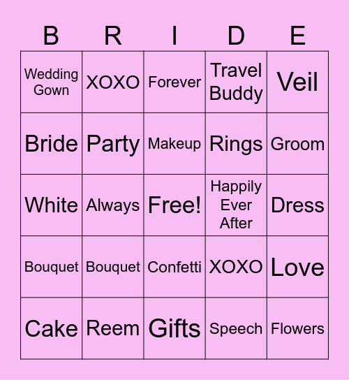 Reem's Bridal Bingo Card