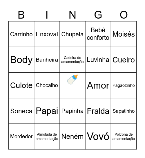 Baby Bingo do Valentim Bingo Card