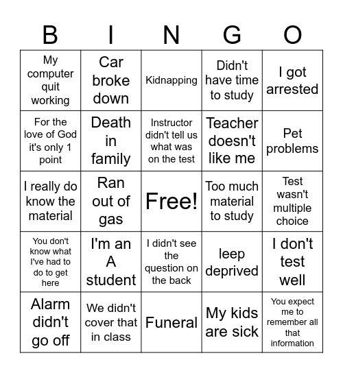 Untitled Bingo Card