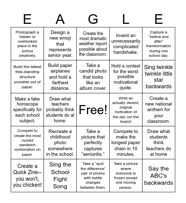 Senior Bingo (Take Photos/Video To Complete) Bingo Card