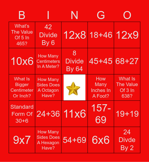 MATH BINGO Card