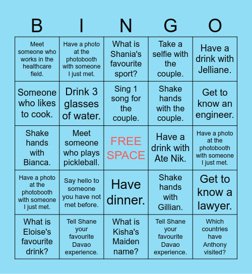 Meet and Greet Bingo Card