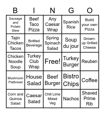 Cinco De Mayo Week Bistro Bingo Card
