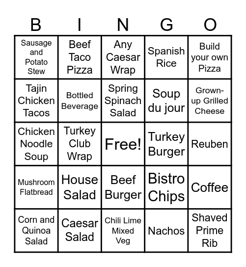 Cinco De Mayo Week Bistro Bingo Card