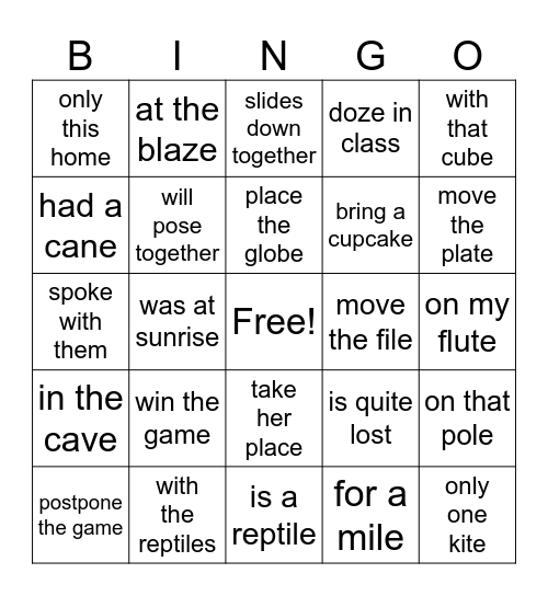 Fundations BINGO Card
