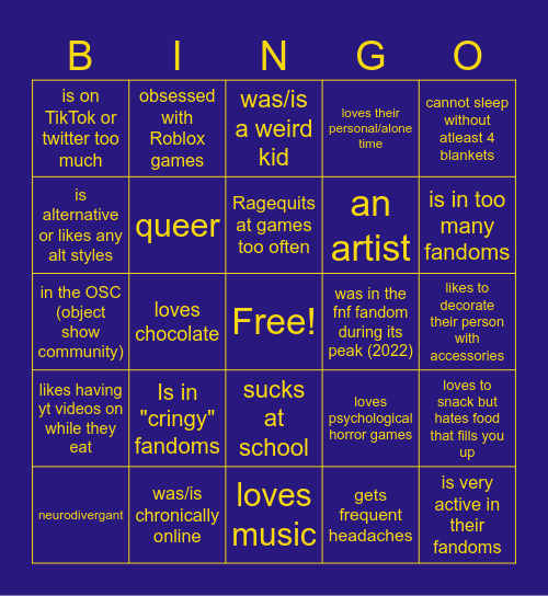 Emmy's bingo card Bingo Card