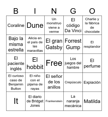 Del libro al cine Bingo Card