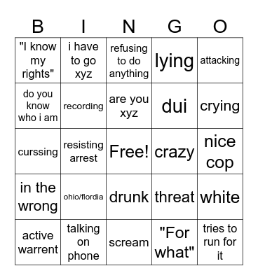 Karen Bingo Card