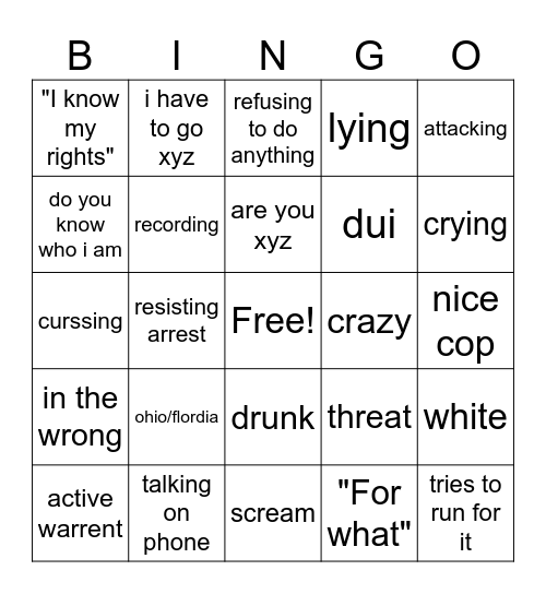 Karen Bingo Card