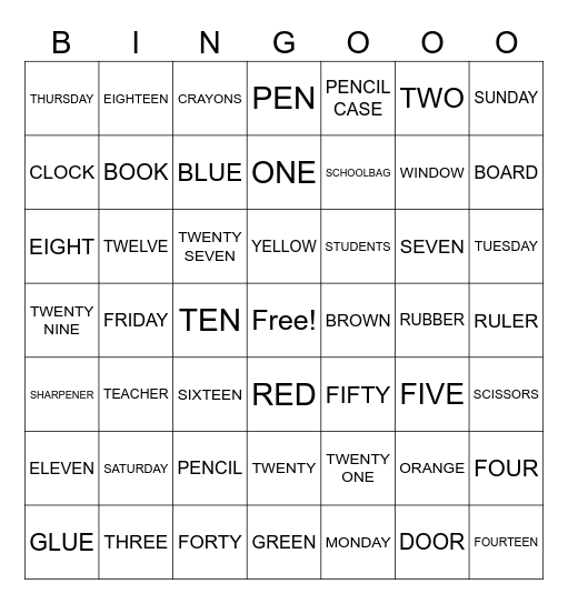 LET`S PLAY BINGO! Bingo Card