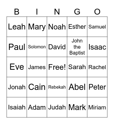 Bible Bingo! Bingo Card