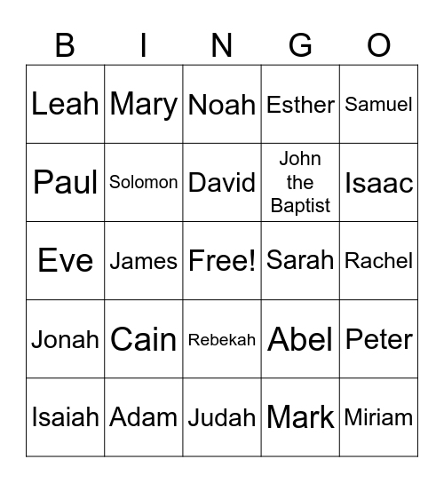 Bible Bingo! Bingo Card
