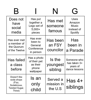 Getting to know you 3 Bingo Card