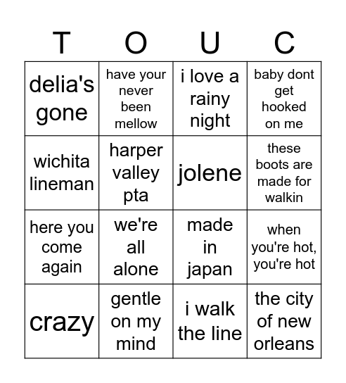 Americana Bingo Card