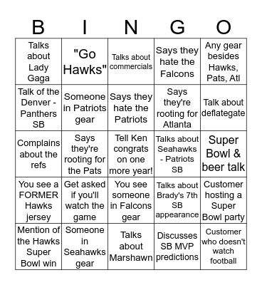 S  U  P  E  R       B  O  W  L    Bingo Card