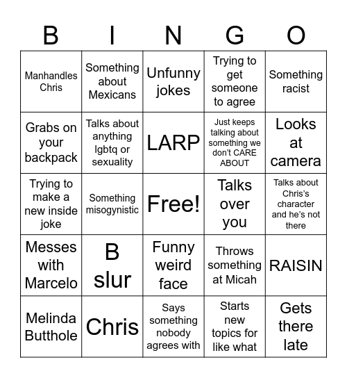 Vi Bingo Card