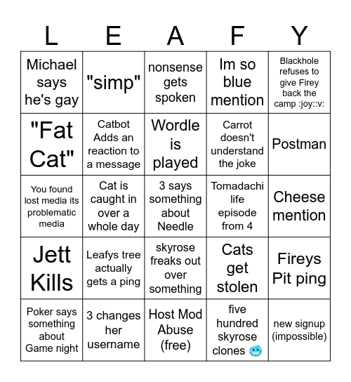 BATTLE FOR LEAFY BINGO Card