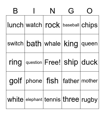 upper bingo Card