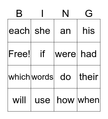 Daniels Sight Words #5 Bingo Card