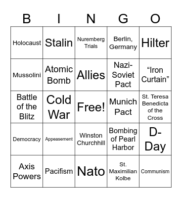 WW2 Review Bingo Card