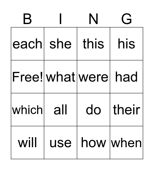 Daniels Sight Words #5 Bingo Card