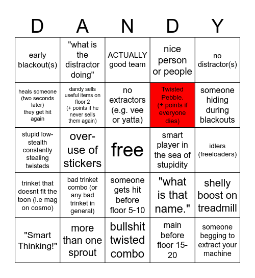 dandys world matchmaking bingo Card
