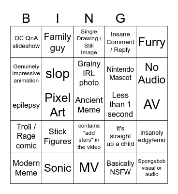 Flipnote Sudomemo Bingo Card