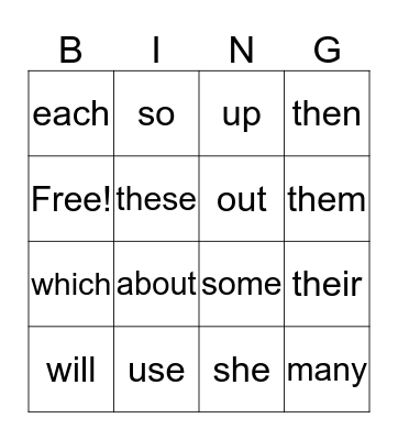 Daniels Sight Words #6 Bingo Card