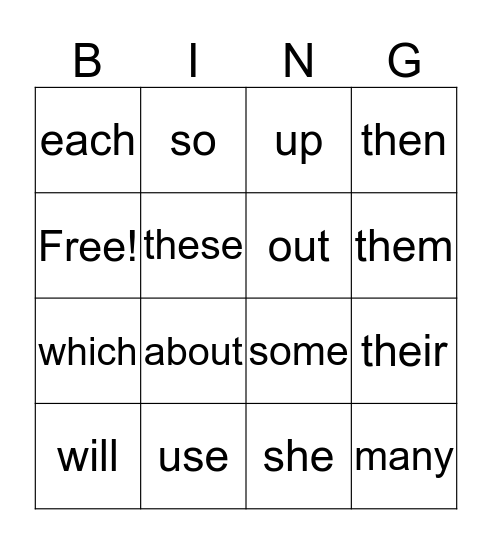 Daniels Sight Words #6 Bingo Card