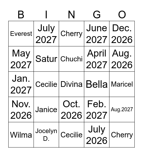 Untitled Bingo Card