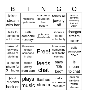 Lushie's Playhouse Bingo Card