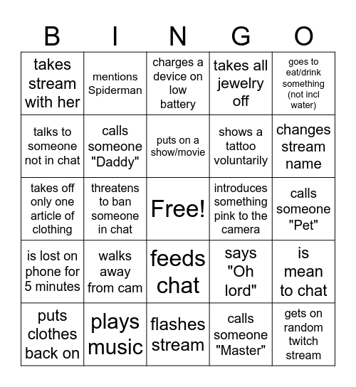 Lushie's Playhouse Bingo Card