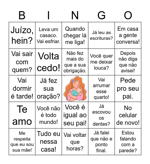 Frases de mãe Bingo Card