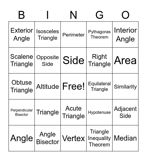Trianhgle and their properties Bingo Card