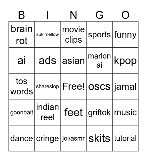 reels bingo Card