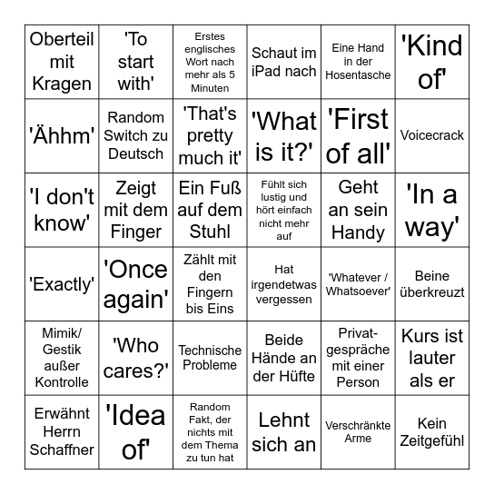 Das Ultimative Köppl-Bingo Card