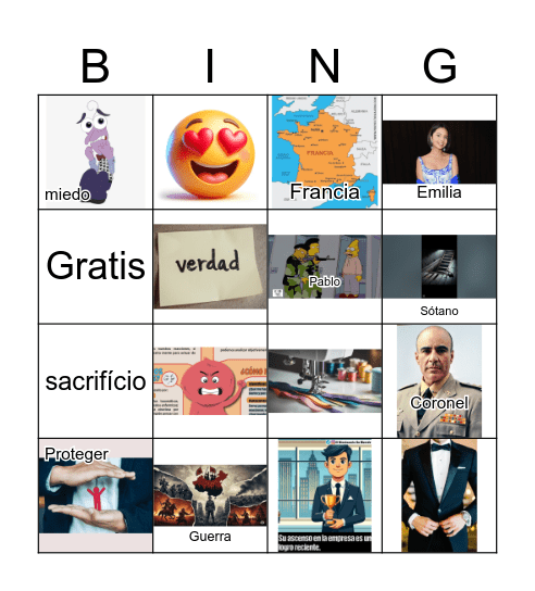 La hija del sastre Bingo Card
