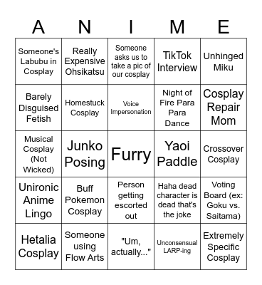 Fanime Bingo 2026 Bingo Card