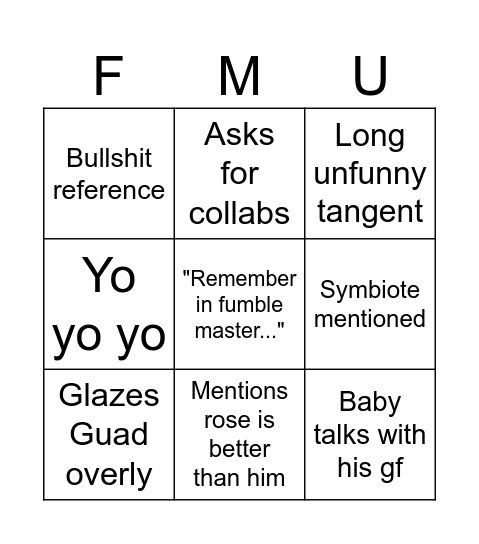Chan Board Bingo Card