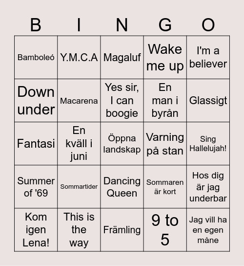 Musikbingo Card
