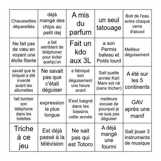On organise une soirée Bingo Card