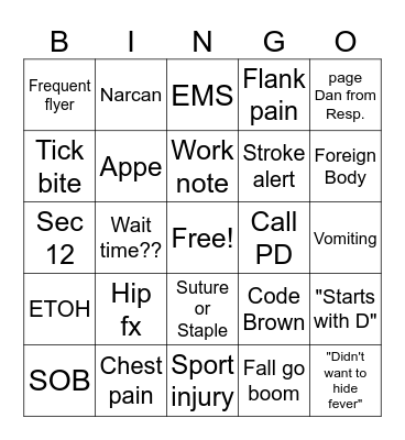 Nurse's Week Bingo Card