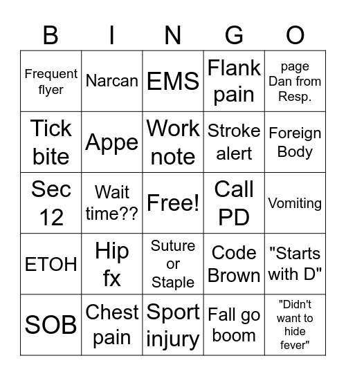 Nurse's Week Bingo Card