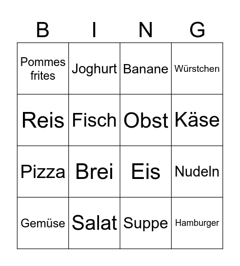 Guten Appetit! Bingo Card