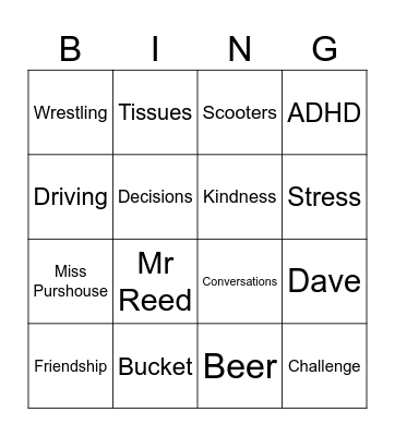 Speech Bingo Card
