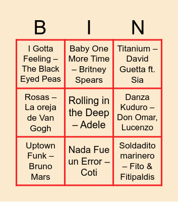 BINGO MUSICAL Bingo Card